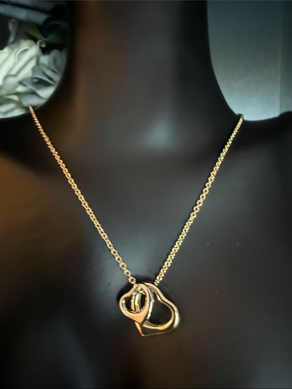 Gold Double Heart Pendant Necklace for Women